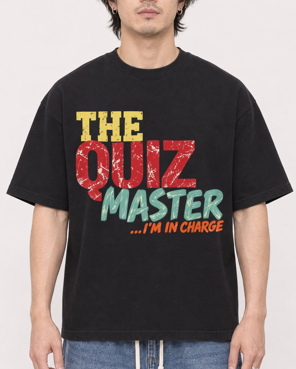 Mockup Boxy Heavyweight Tee Black male close-up 03