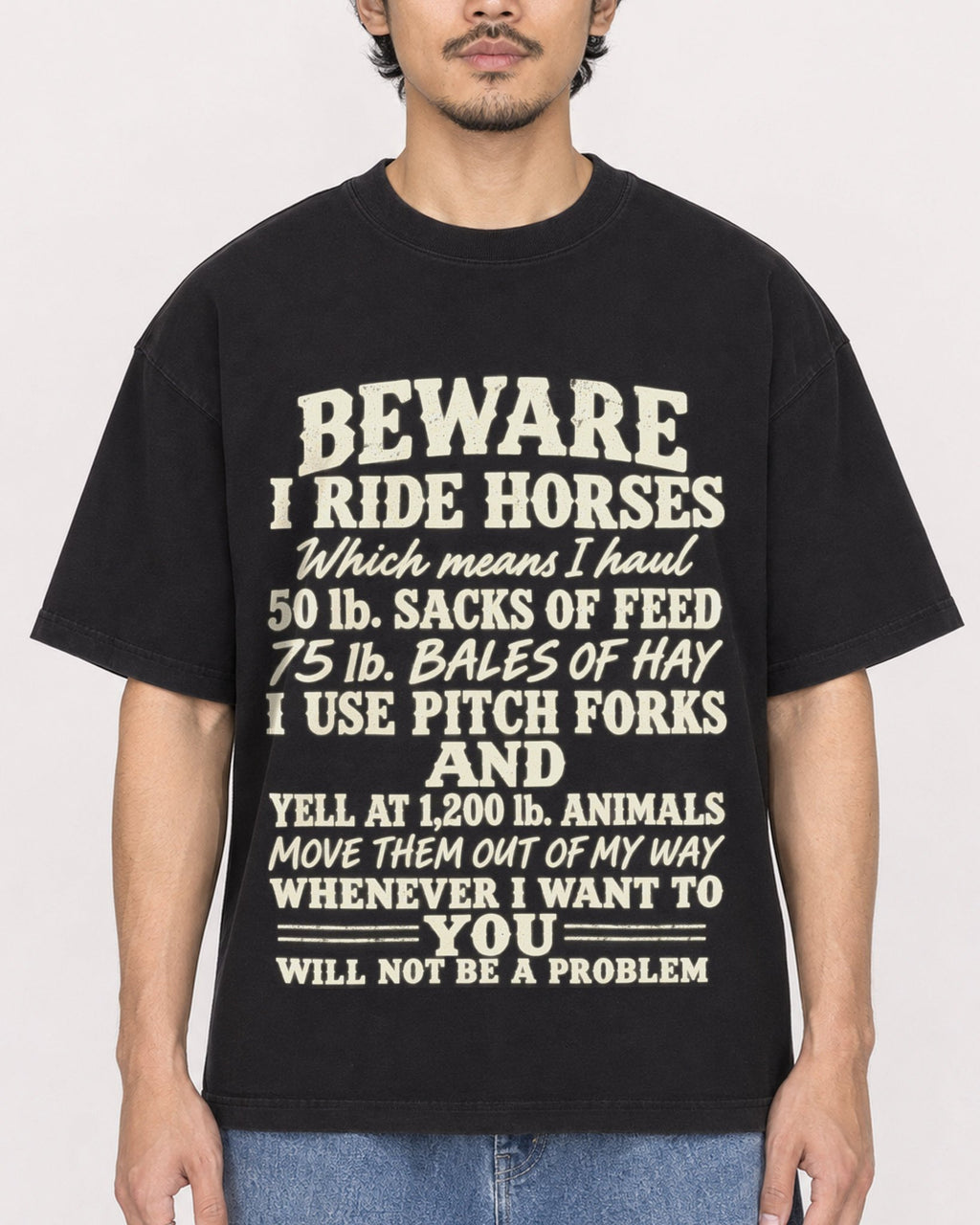 Mockup Boxy Heavyweight Tee Black male close-up 02