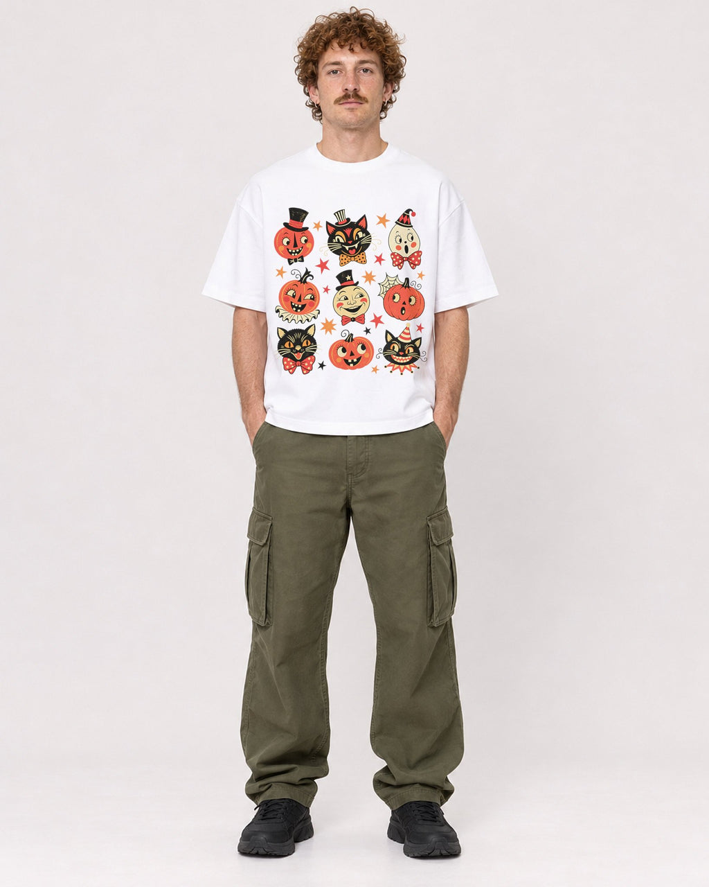 Mockup Boxy Heavyweight Tee White male full-body 09