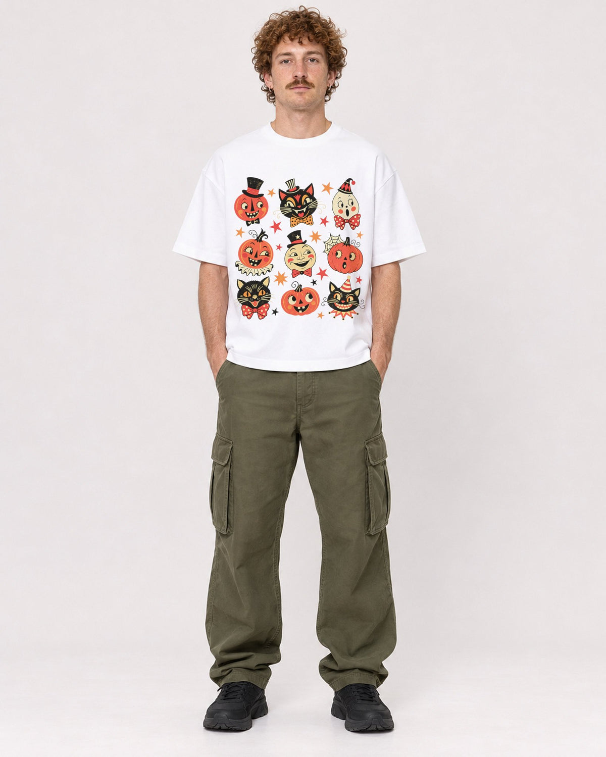 Mockup Boxy Heavyweight Tee White male full-body 09