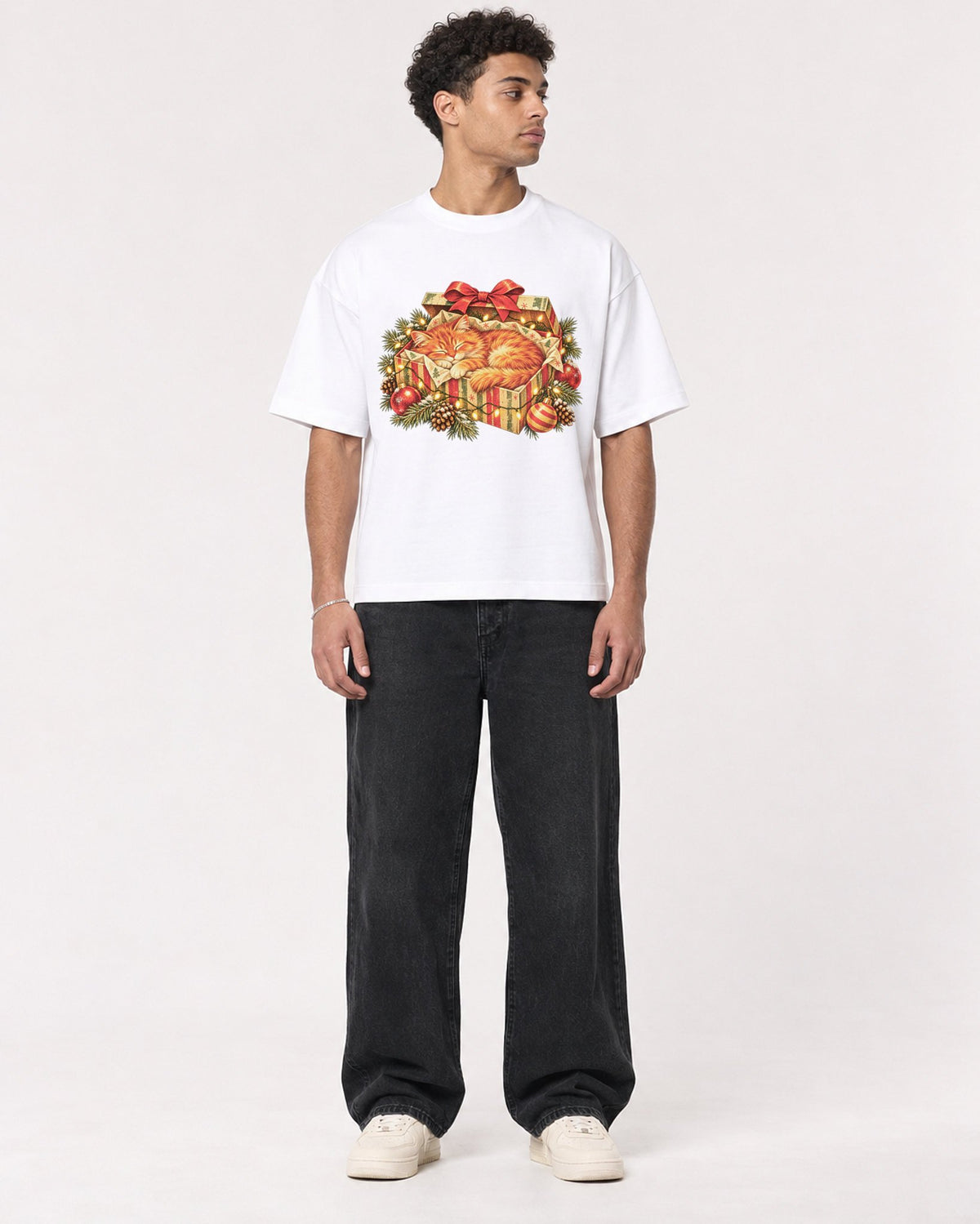 Mockup Boxy Heavyweight Tee White male full-body 10