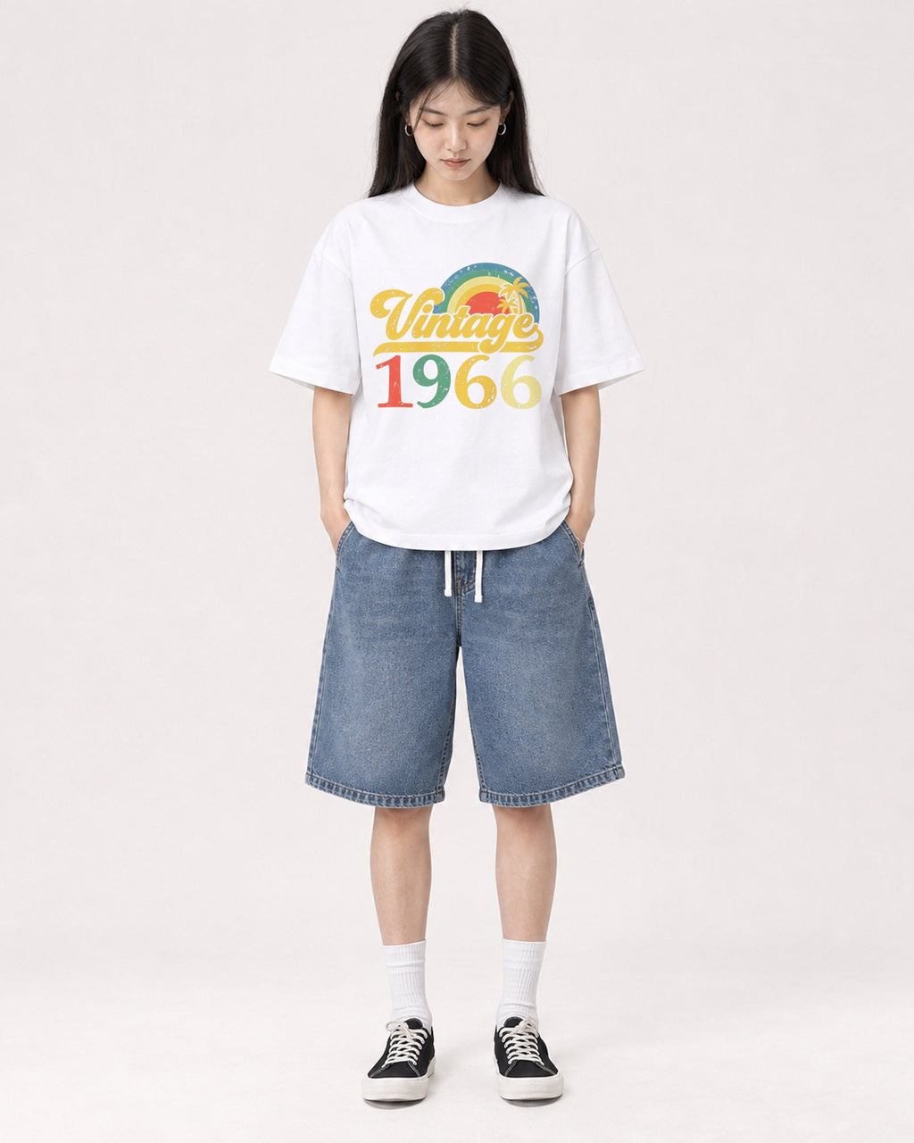 Mockup Boxy Heavyweight Tee White female full-body 01