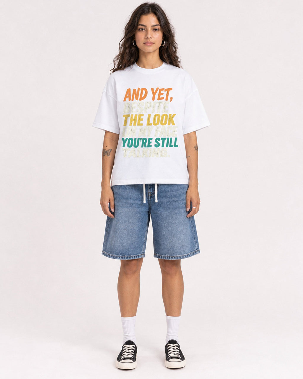 Mockup Boxy Heavyweight Tee White female full-body 06