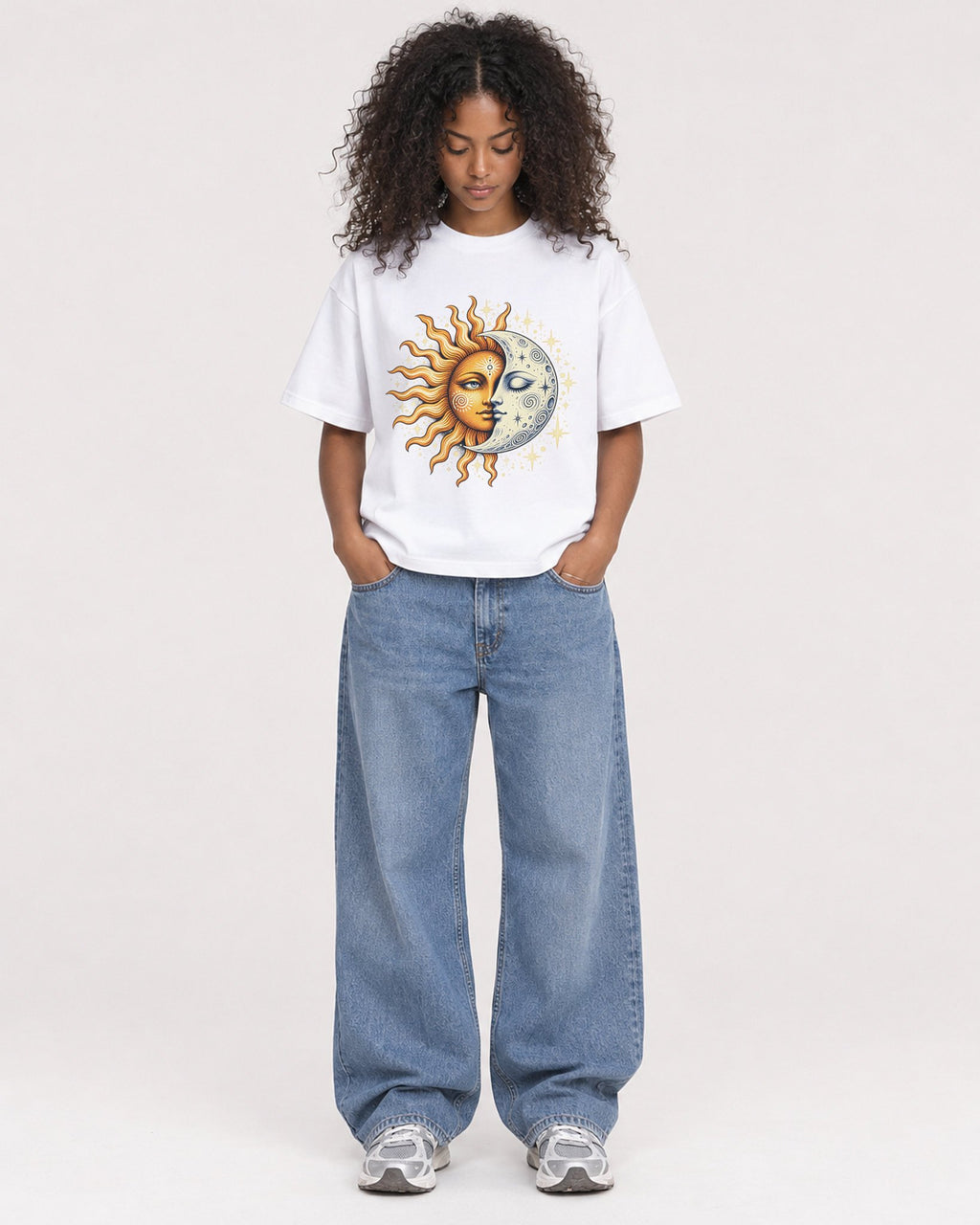 Mockup Boxy Heavyweight Tee White female full-body 05