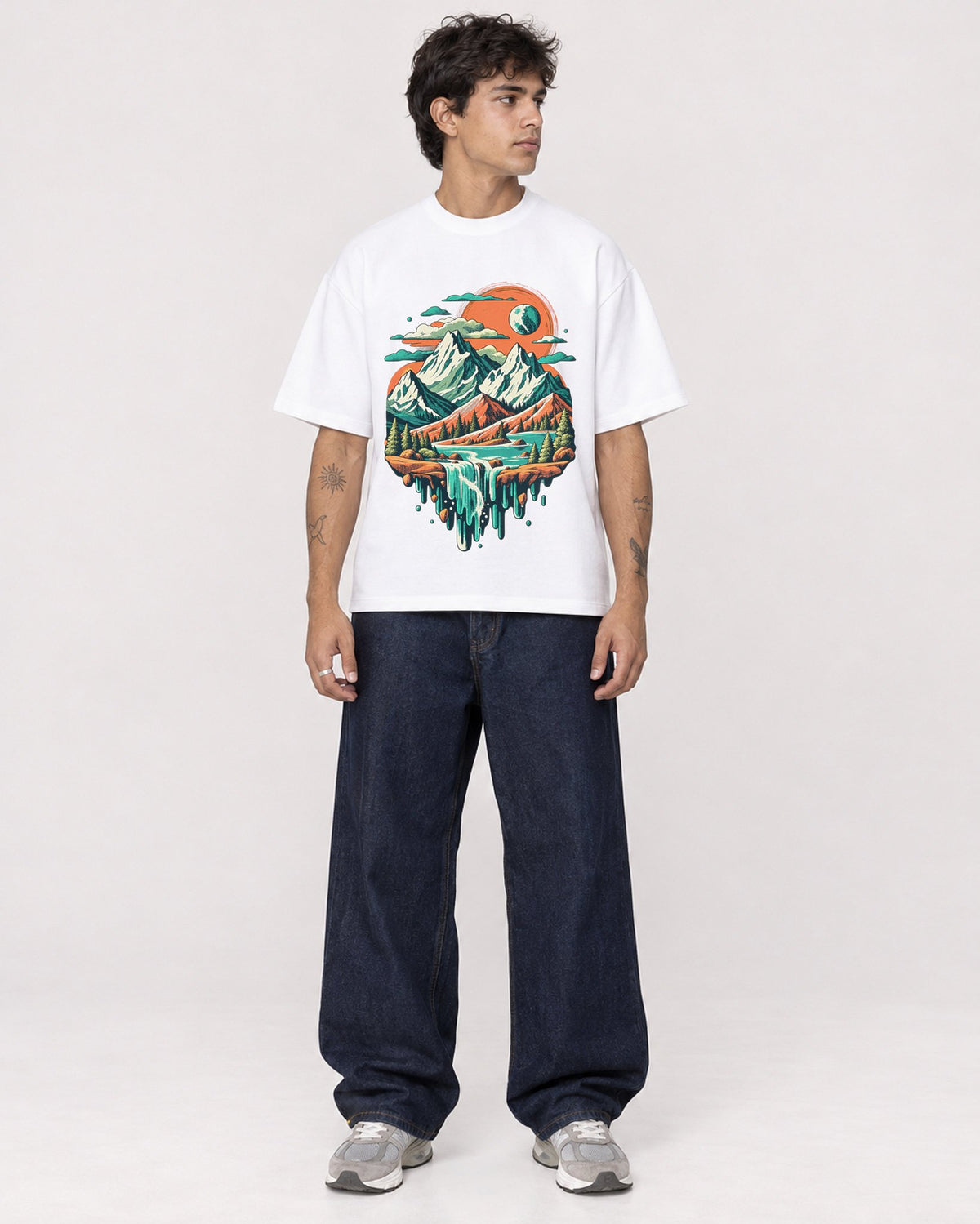 Mockup Boxy Heavyweight Tee White male full-body 06