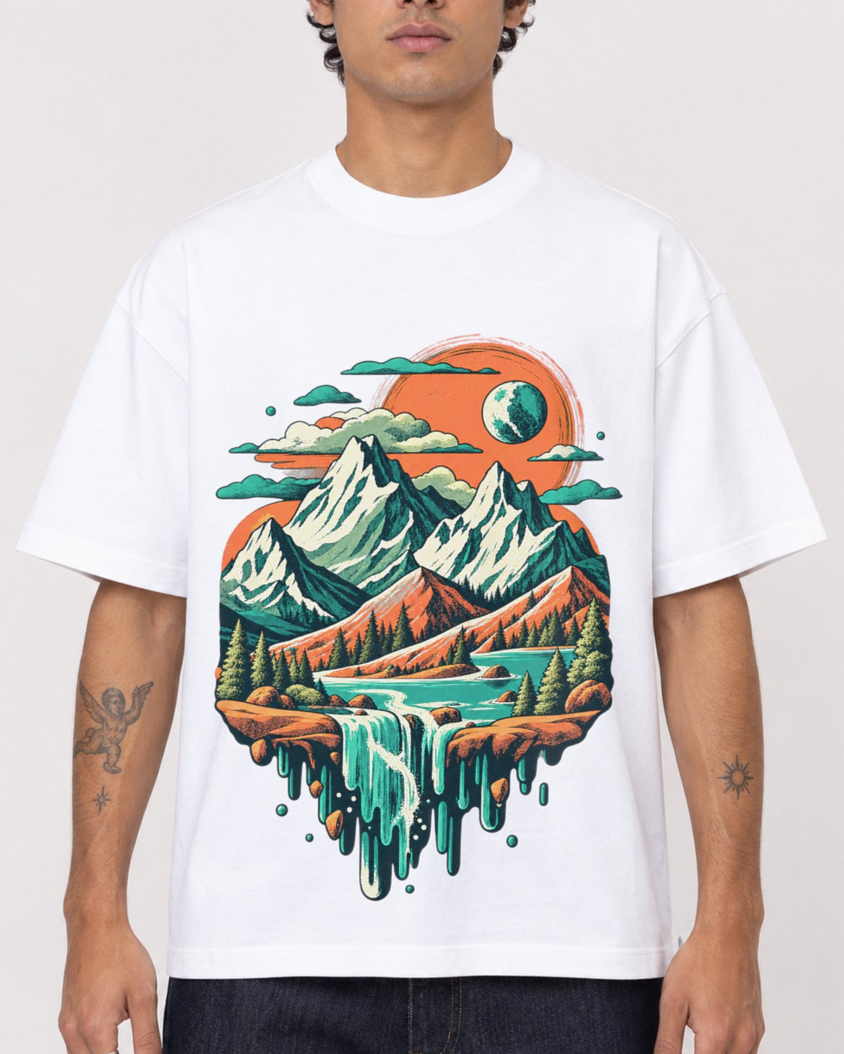 Mockup Boxy Heavyweight Tee White male close-up 06