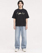 Mockup Boxy Heavyweight Tee Black male full-body 41