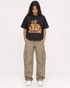Mockup Boxy Heavyweight Tee Black female full-body 06