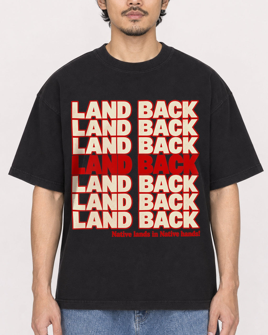 Mockup Boxy Heavyweight Tee Black male close-up 02