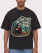 Mockup Boxy Heavyweight Tee Black male close-up 14
