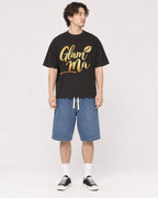 Mockup Boxy Heavyweight Tee Black male full-body 03