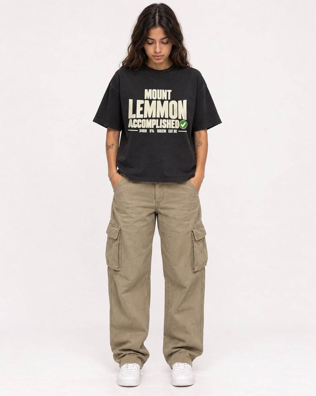 Mockup Boxy Heavyweight Tee Black female full-body 06