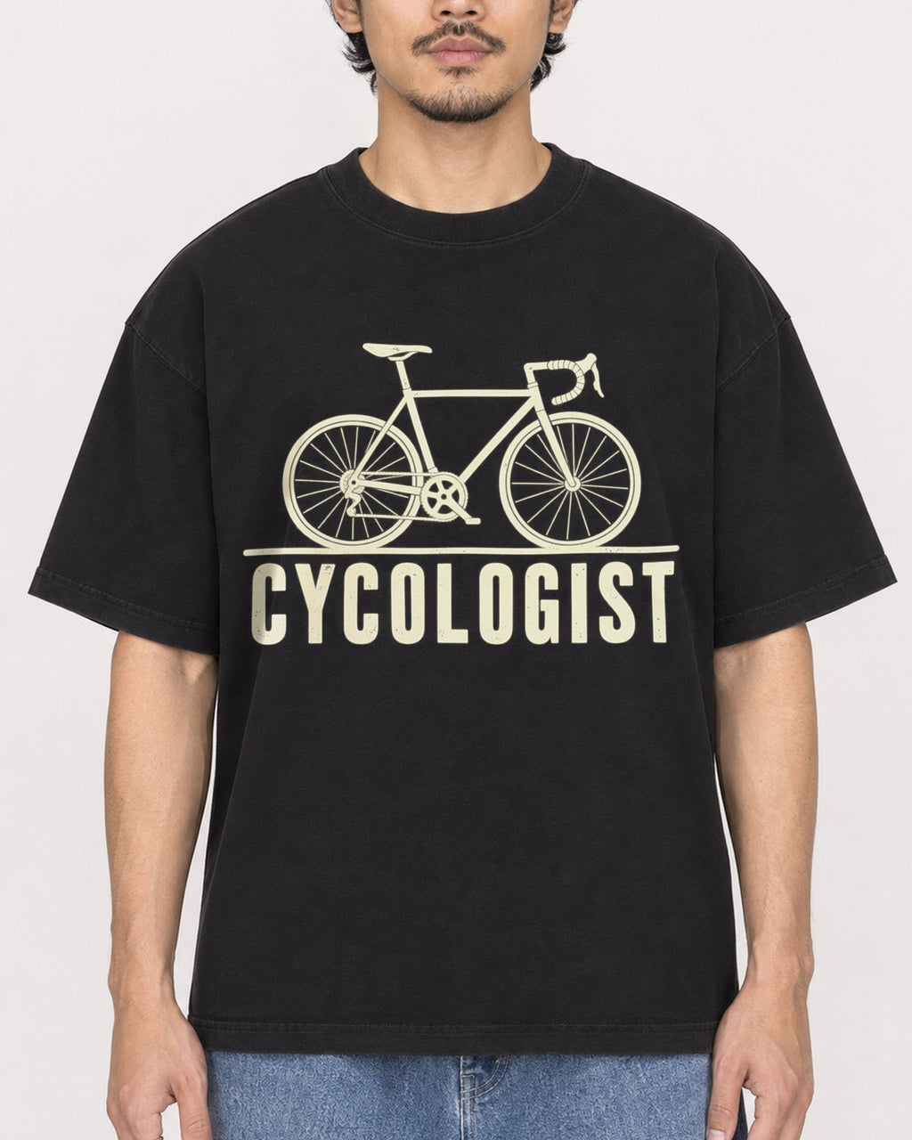 Mockup Boxy Heavyweight Tee Black male close-up 02