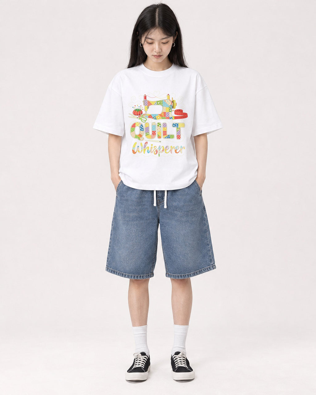 Mockup Boxy Heavyweight Tee White female full-body 01