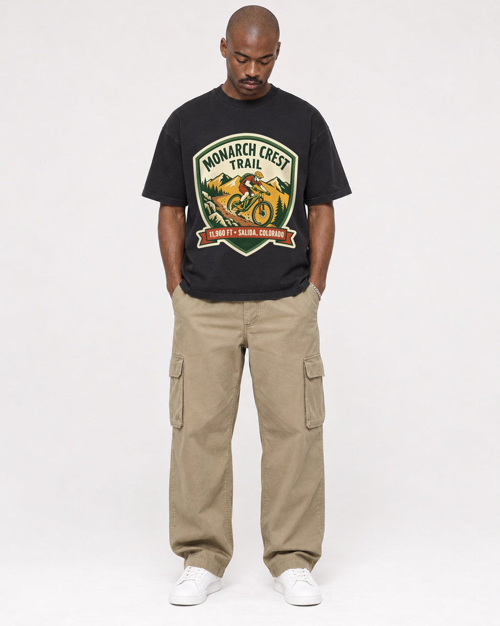 Mockup Boxy Heavyweight Tee Black male full-body 44