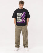 Mockup Boxy Heavyweight Tee Black male full-body 08