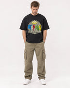 Mockup Boxy Heavyweight Tee Black male full-body 08