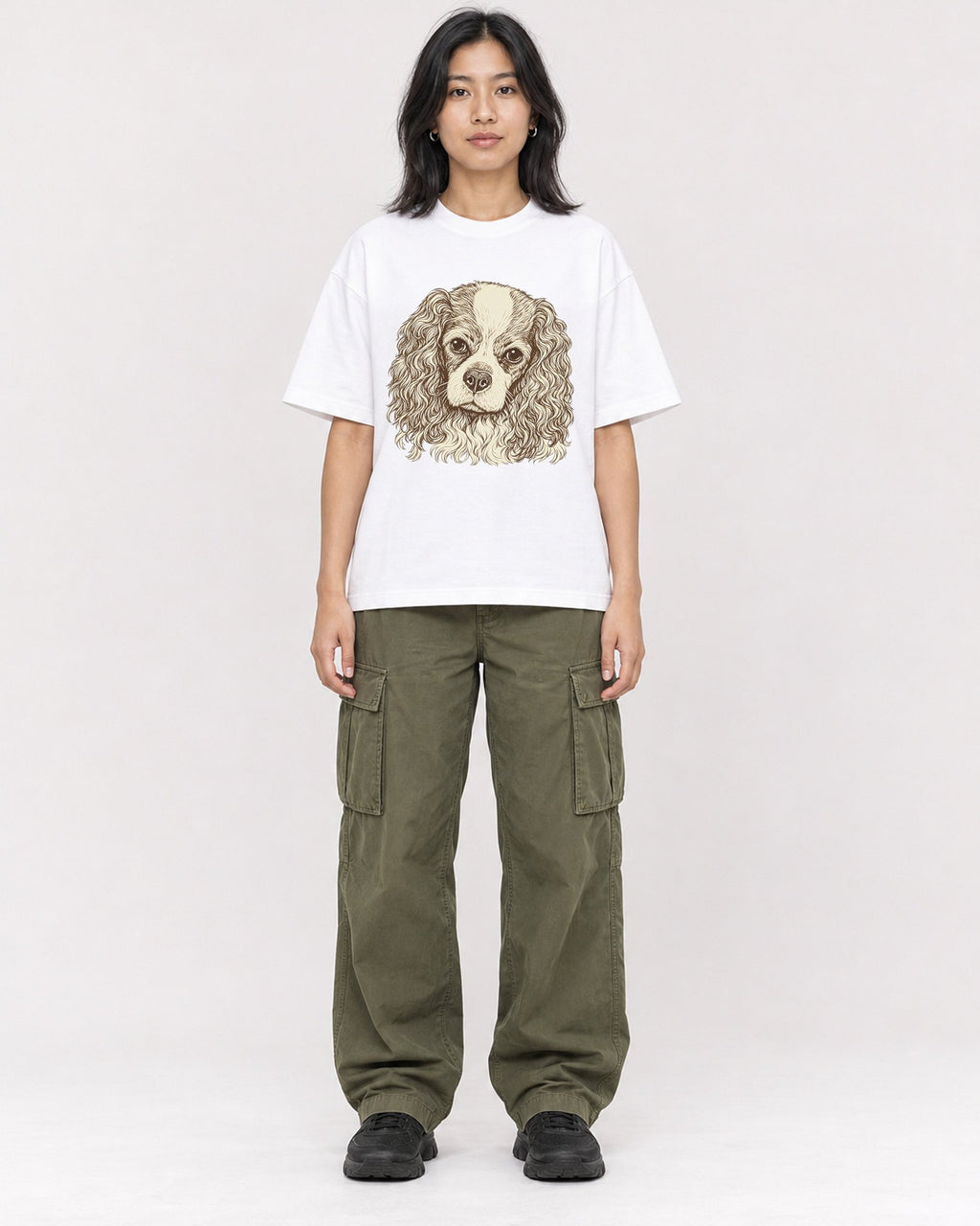 Mockup Boxy Heavyweight Tee White female full-body 22