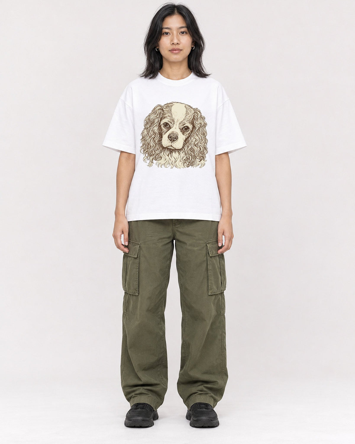 Mockup Boxy Heavyweight Tee White female full-body 22