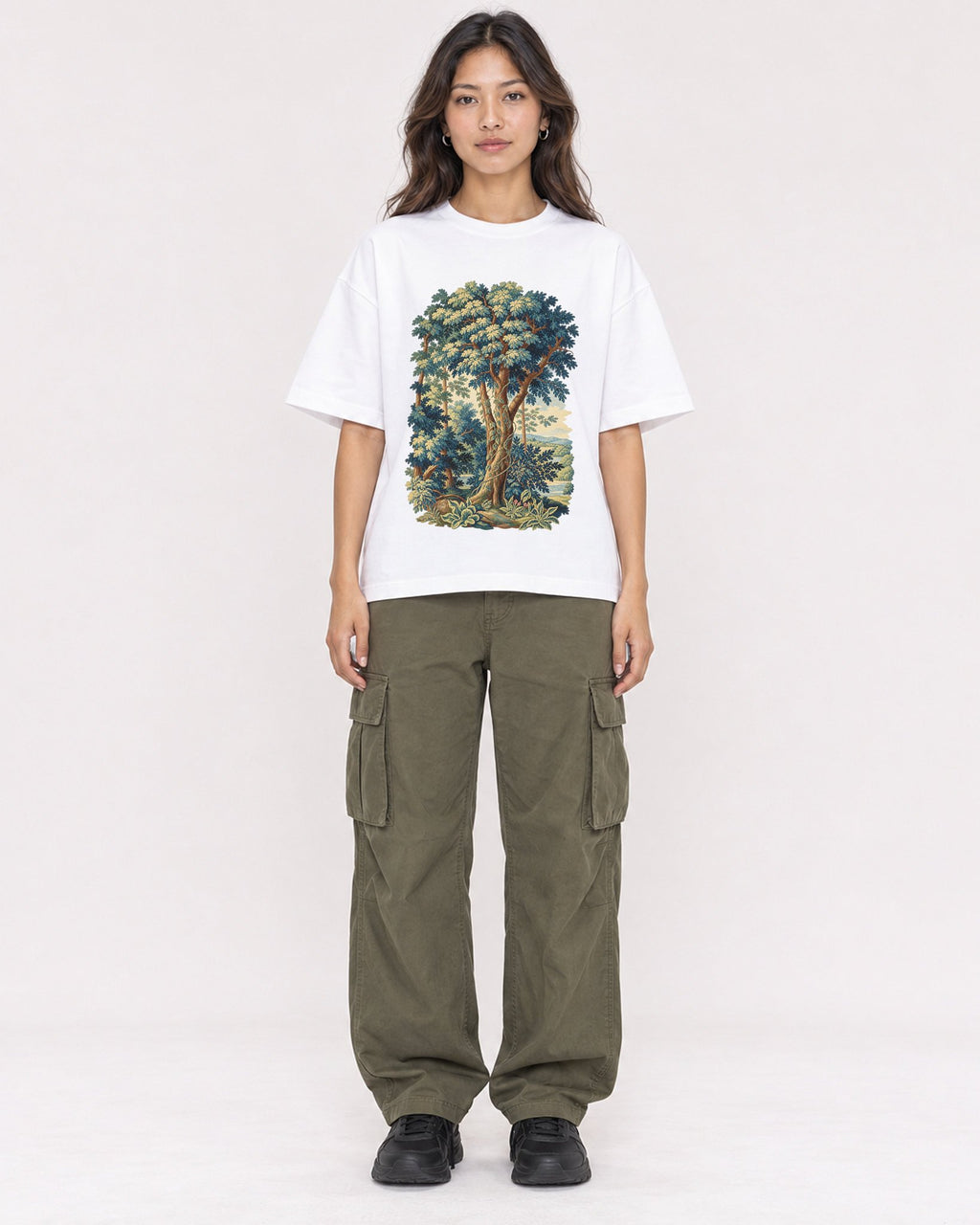 Mockup Boxy Heavyweight Tee White female full-body 02