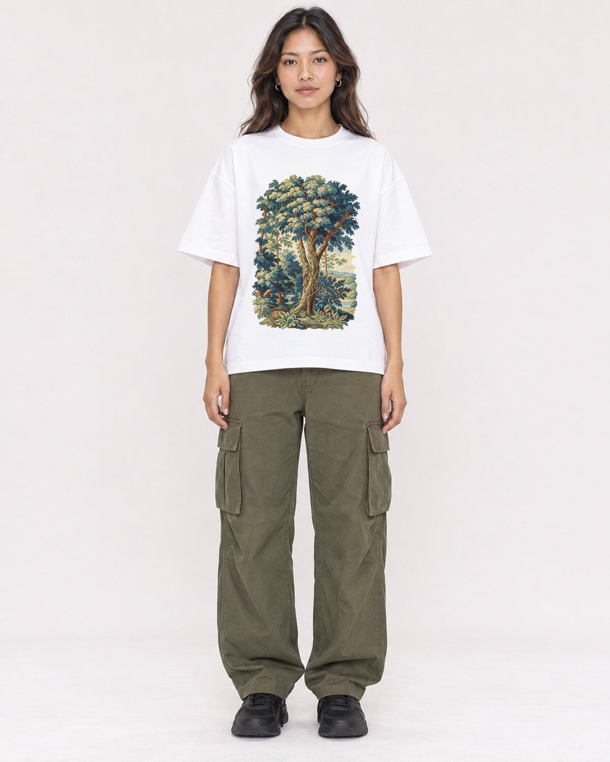 Mockup Boxy Heavyweight Tee White female full-body 02
