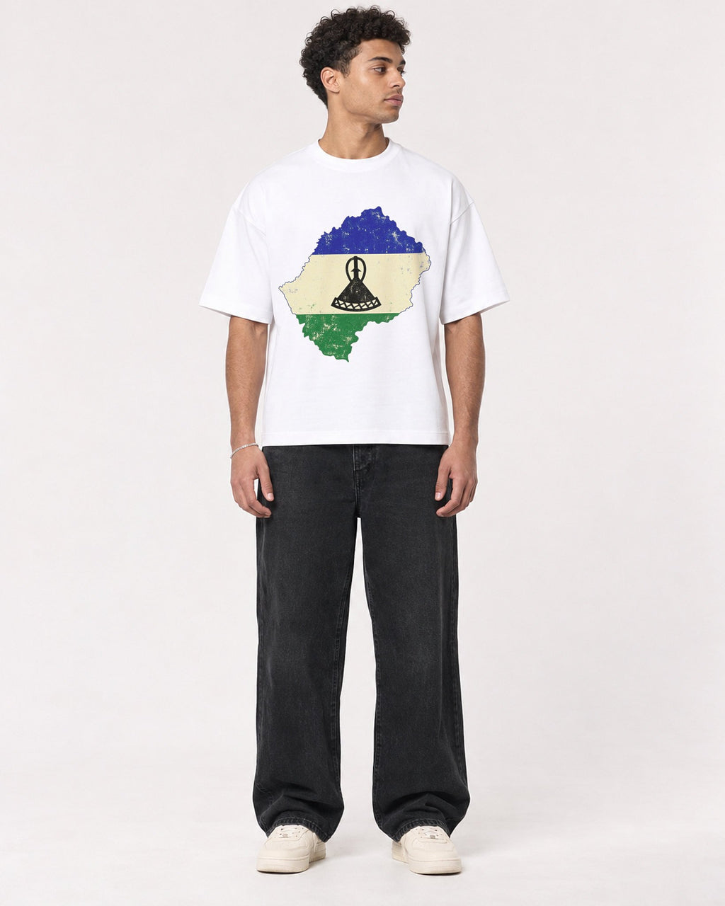 Mockup Boxy Heavyweight Tee White male full-body 10