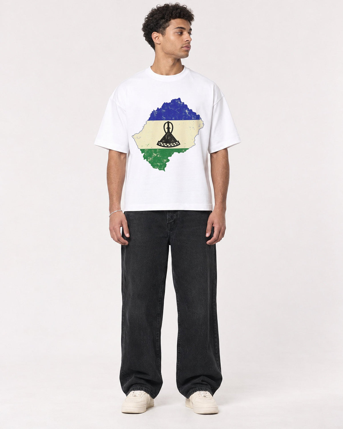 Mockup Boxy Heavyweight Tee White male full-body 10