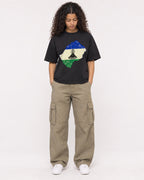 Mockup Boxy Heavyweight Tee Black female full-body 10