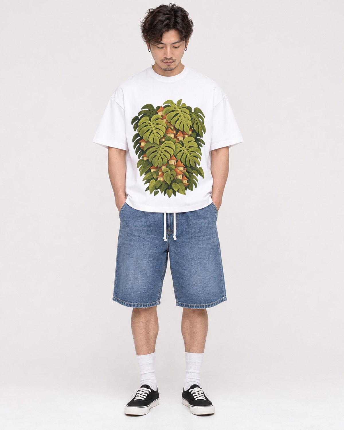 Mockup Boxy Heavyweight Tee White male full-body 03
