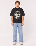 Mockup Boxy Heavyweight Tee Black male full-body 09