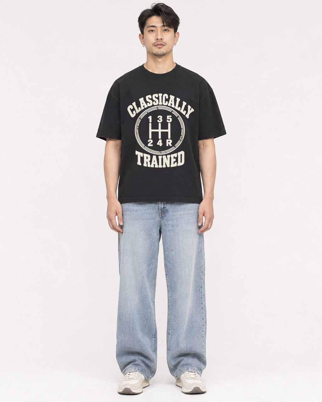 Mockup Boxy Heavyweight Tee Black male full-body 13