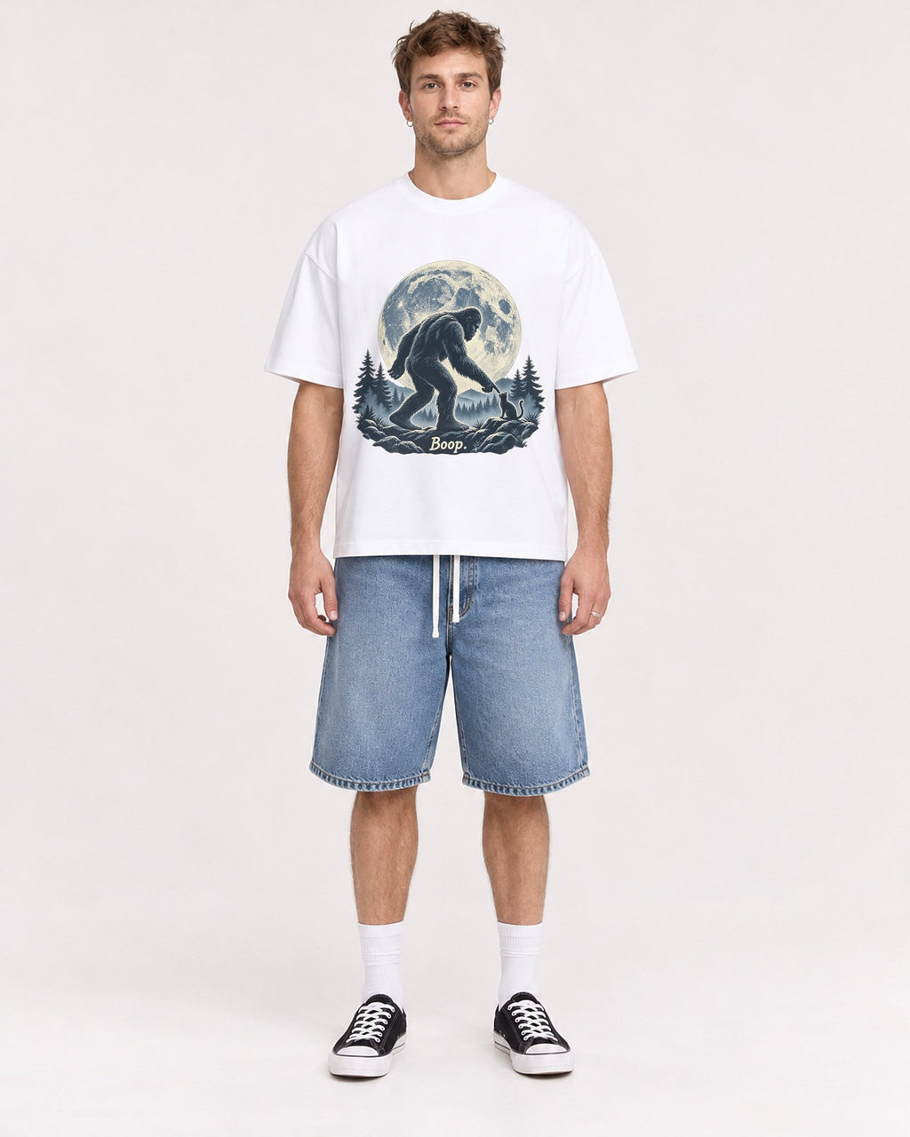Mockup Boxy Heavyweight Tee White male full-body 08