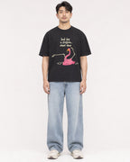 Mockup Boxy Heavyweight Tee Black male full-body 13