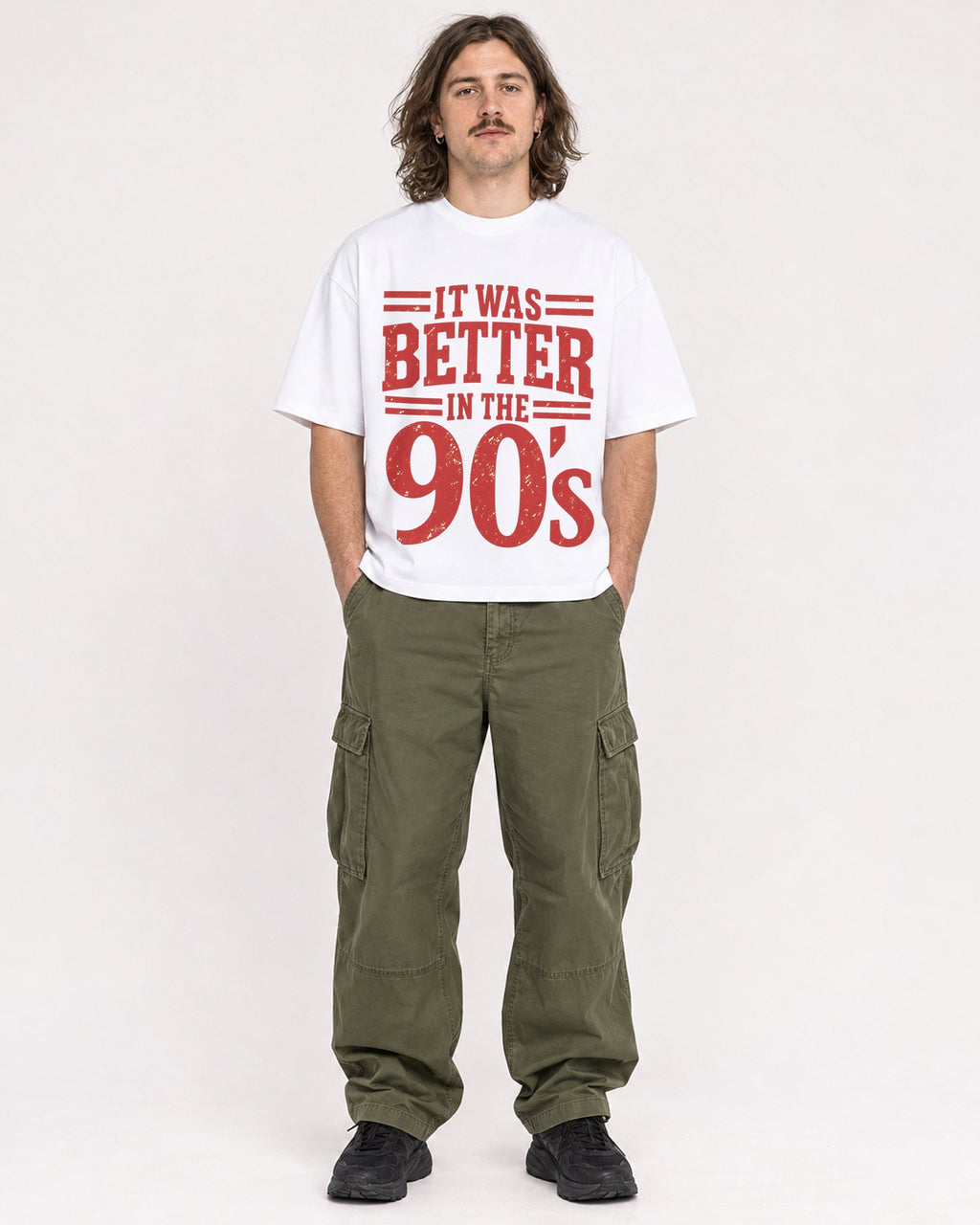 Mockup Boxy Heavyweight Tee White male full-body 49