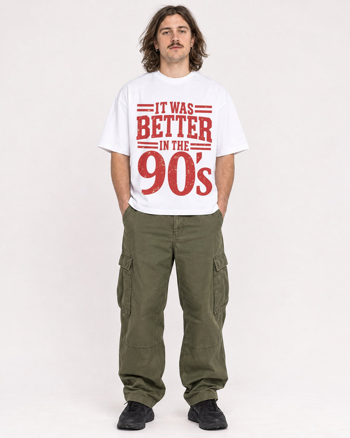 Mockup Boxy Heavyweight Tee White male full-body 49