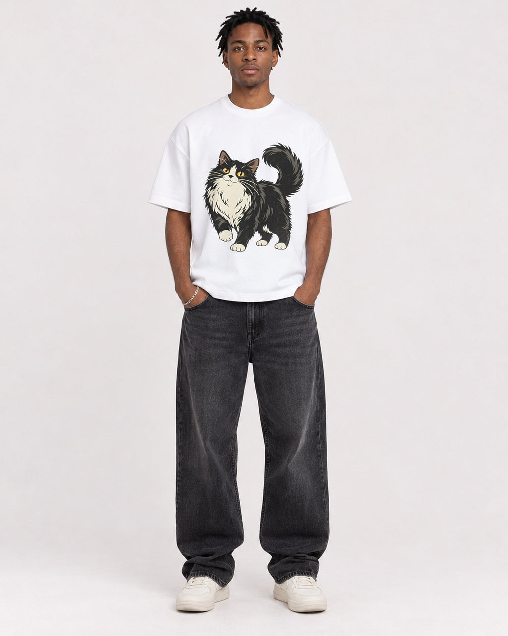 Mockup Boxy Heavyweight Tee White male full-body 05