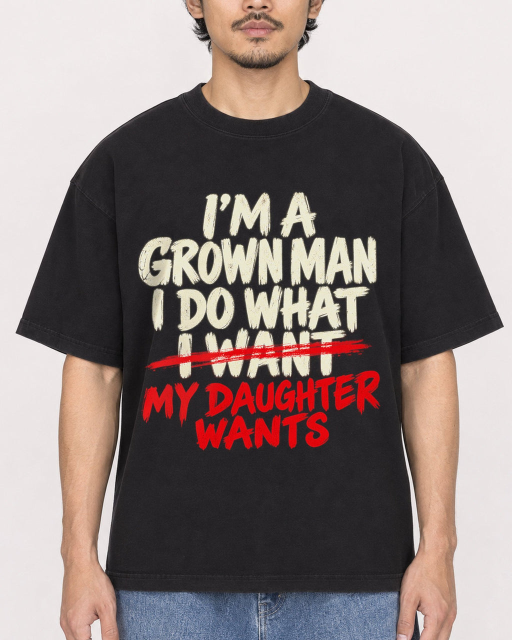 Mockup Boxy Heavyweight Tee Black male close-up 02