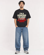Mockup Boxy Heavyweight Tee Black male full-body 02