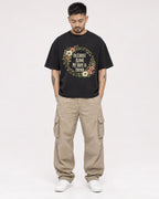 Mockup Boxy Heavyweight Tee Black male full-body 12