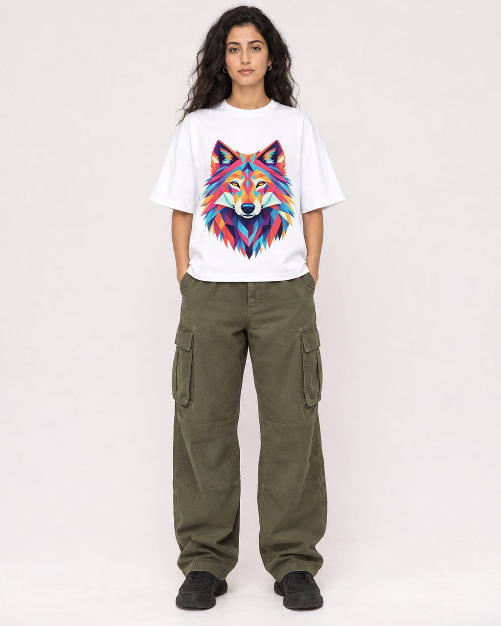 Mockup Boxy Heavyweight Tee White female full-body 07