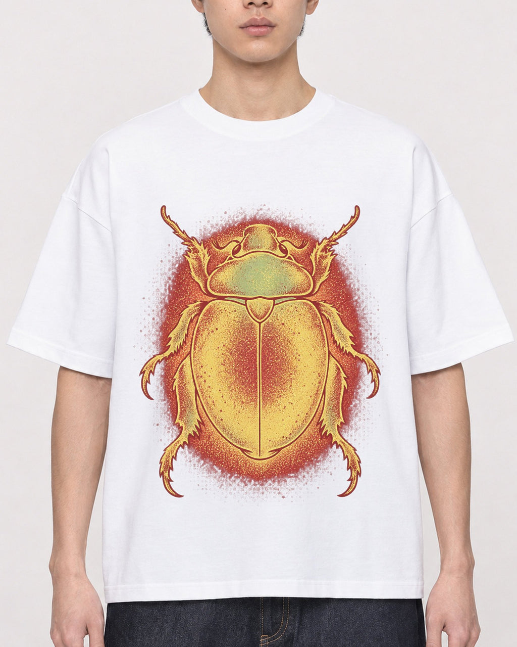 Mockup Boxy Heavyweight Tee White male close-up 01