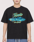 Mockup Boxy Heavyweight Tee Black male close-up 31