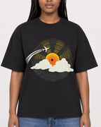 Mockup Boxy Heavyweight Tee Black female close-up 04