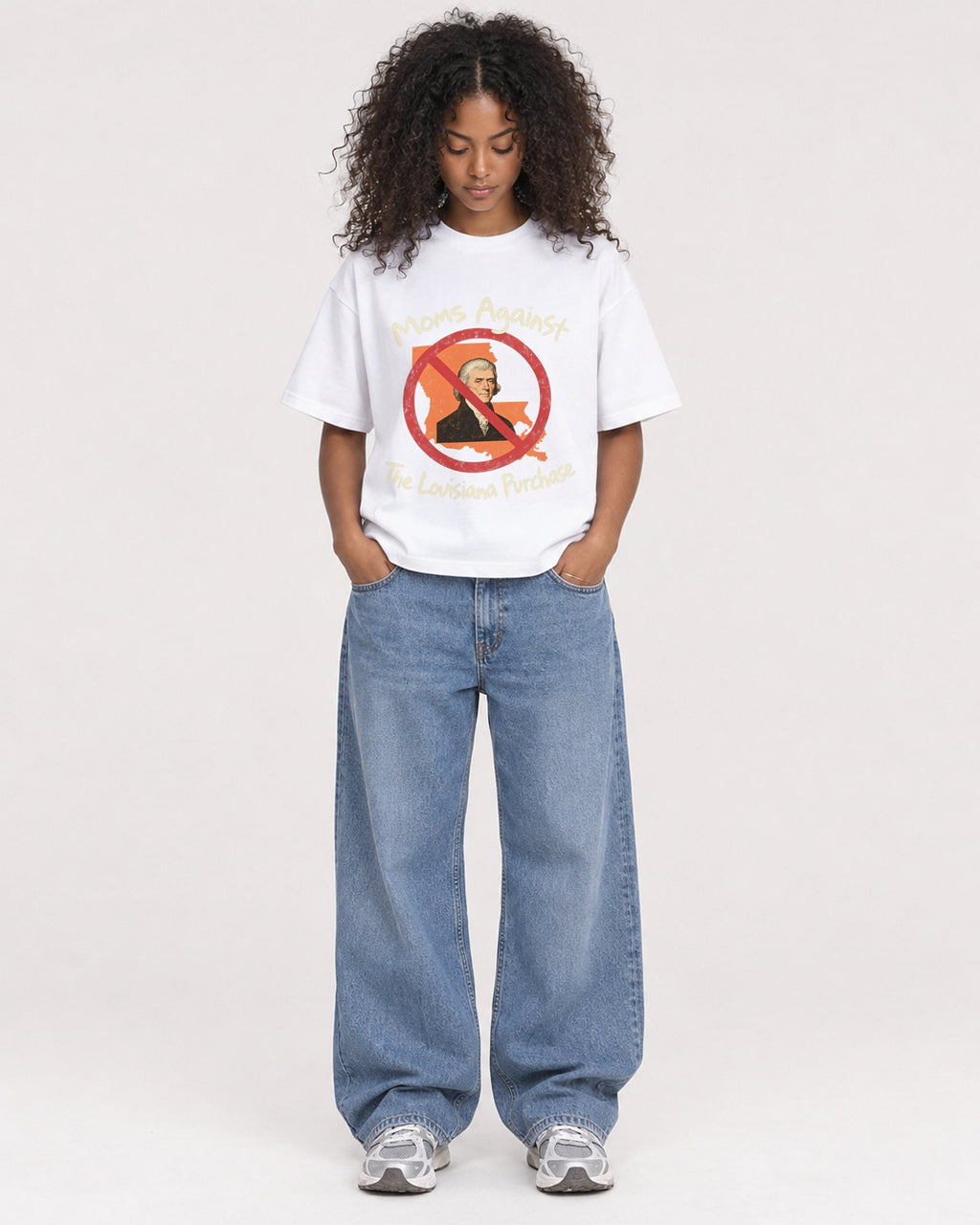 Mockup Boxy Heavyweight Tee White female full-body 05
