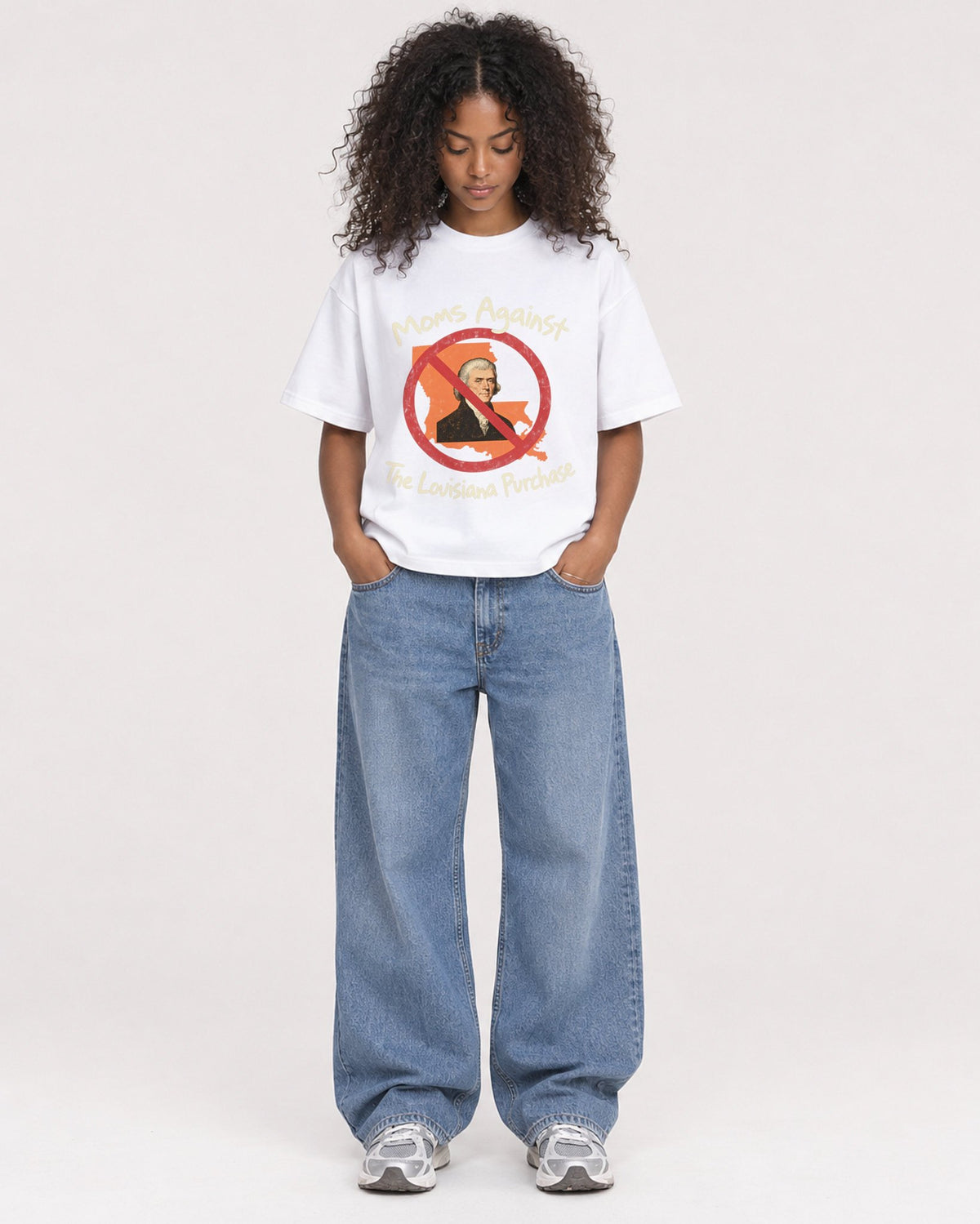 Mockup Boxy Heavyweight Tee White female full-body 05