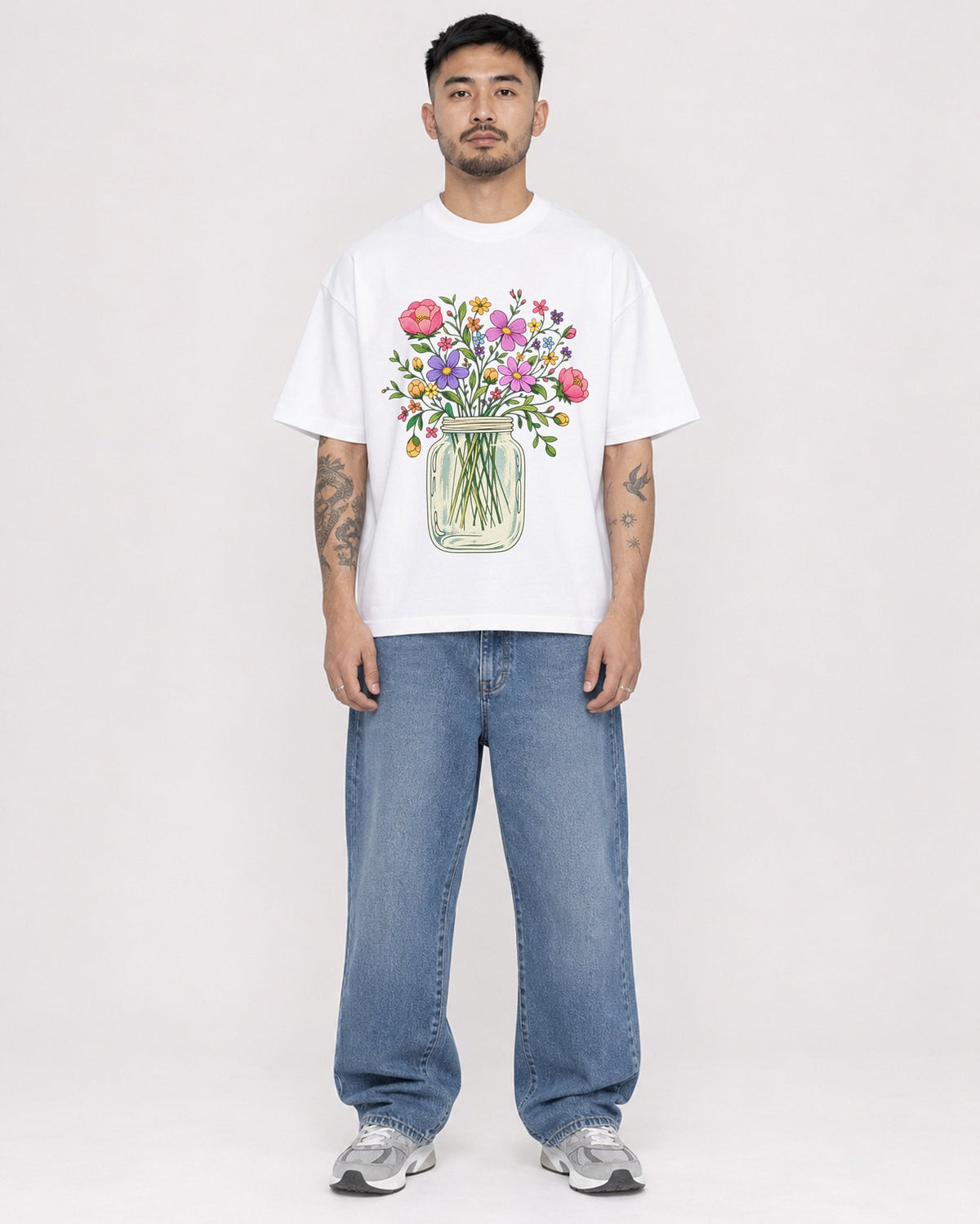 Mockup Boxy Heavyweight Tee White male full-body 12