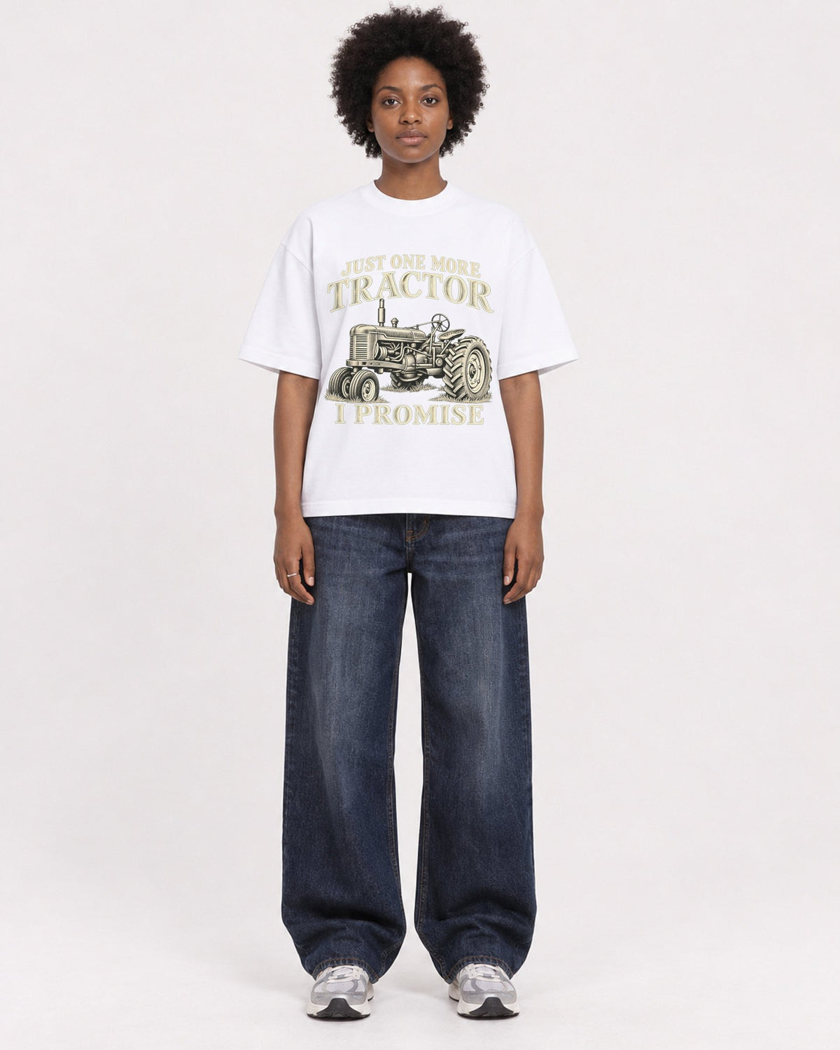 Mockup Boxy Heavyweight Tee White female full-body 14