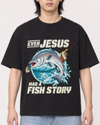 Mockup Boxy Heavyweight Tee Black male close-up 41