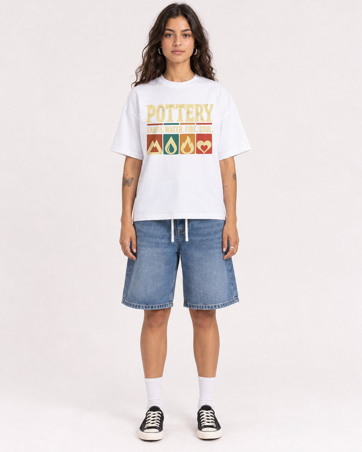 Mockup Boxy Heavyweight Tee White female full-body 06
