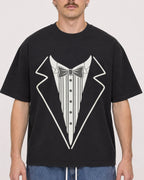 Mockup Boxy Heavyweight Tee Black male close-up 19